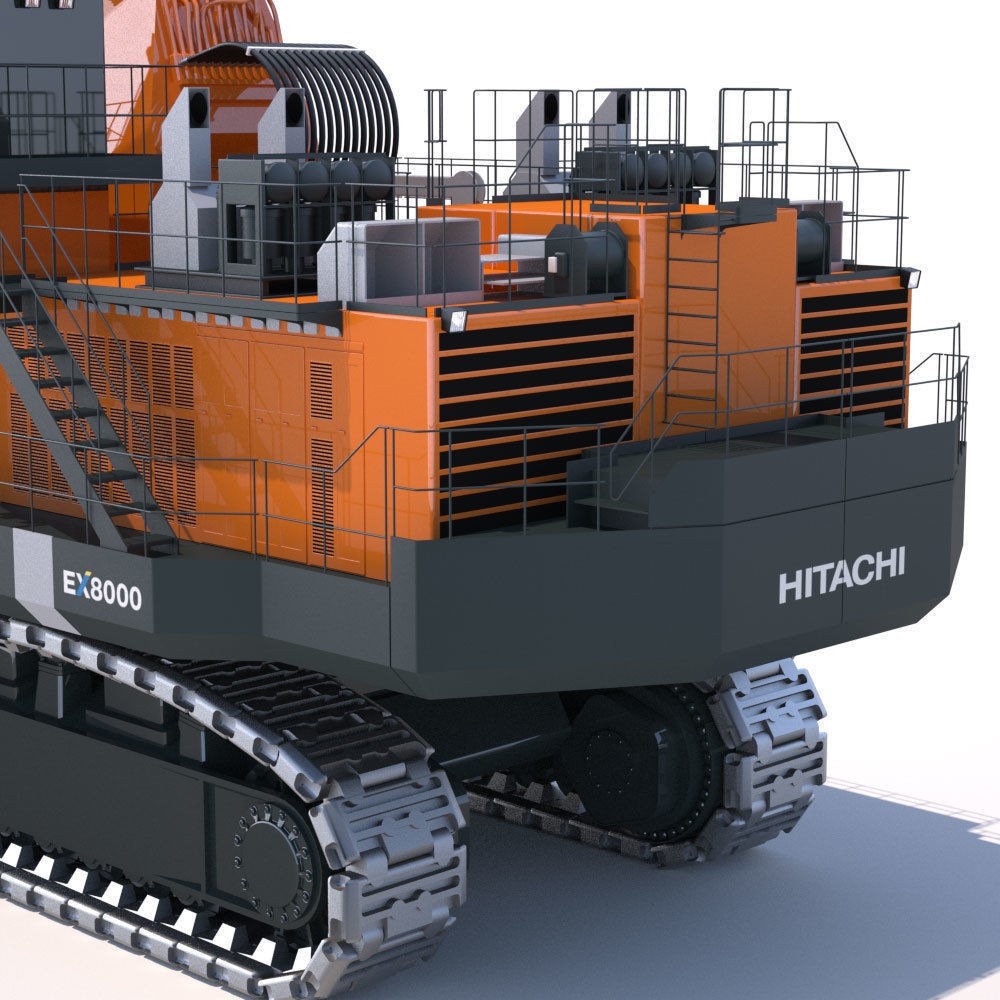 Excavator Hitachi EX8000 3D Model – High Poly Industrial Vehicle, FBX - View 12