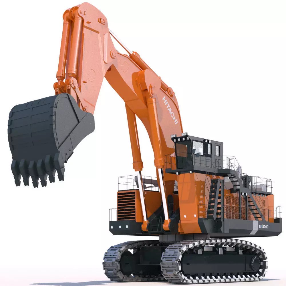 Excavator Hitachi EX8000 3D Model – High Poly Industrial Vehicle, FBX - View 2