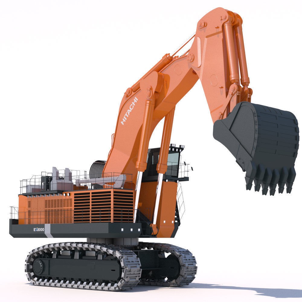 Excavator Hitachi EX8000 3D Model – High Poly Industrial Vehicle, FBX - View 3