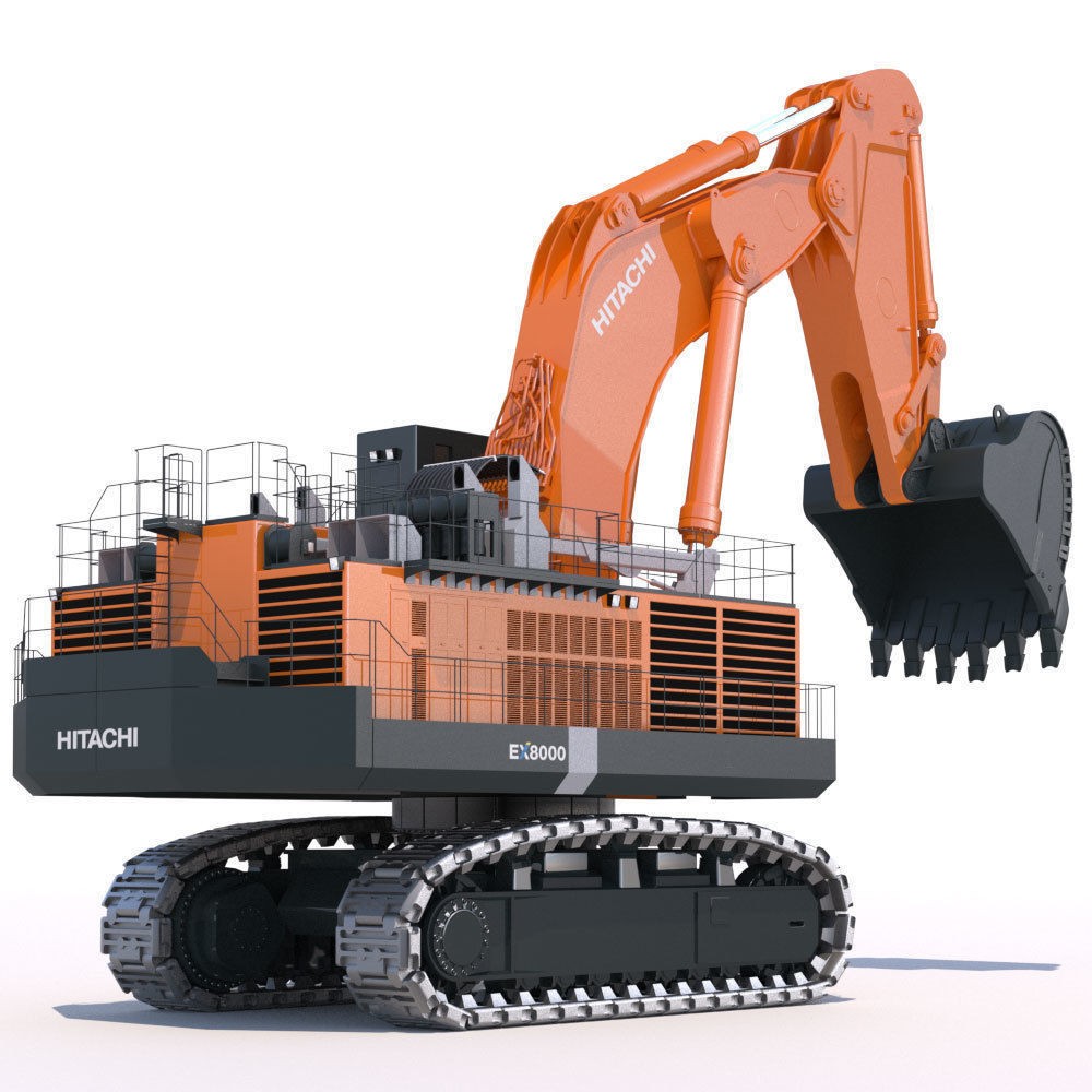 Excavator Hitachi EX8000 3D Model – High Poly Industrial Vehicle, FBX - View 4