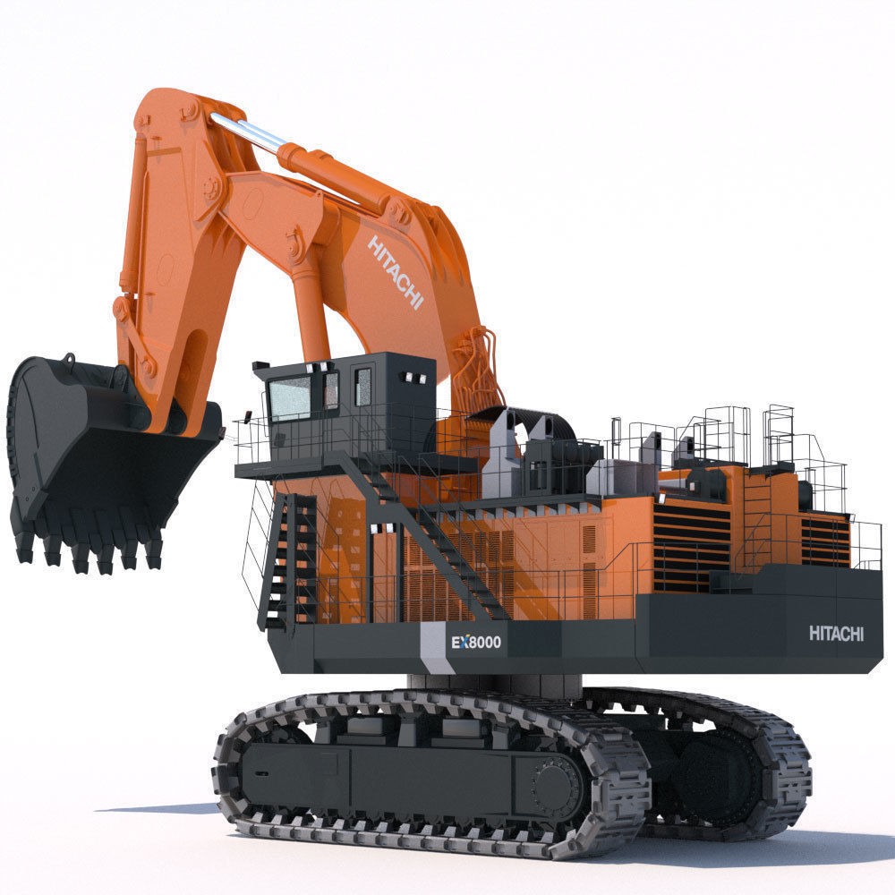 Excavator Hitachi EX8000 3D Model – High Poly Industrial Vehicle, FBX - View 5