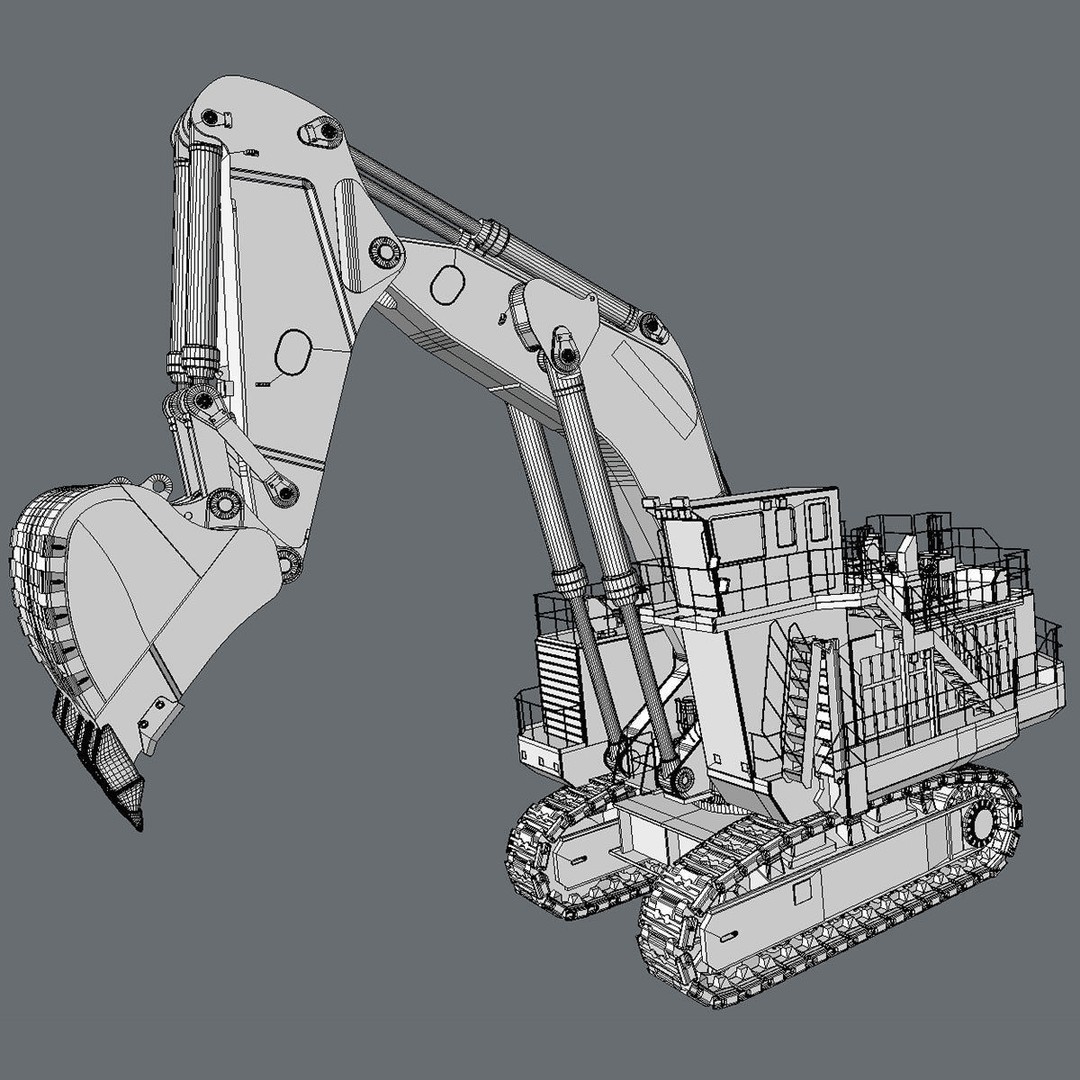 Excavator Hitachi EX8000 3D Model – High Poly Industrial Vehicle, FBX - View 6