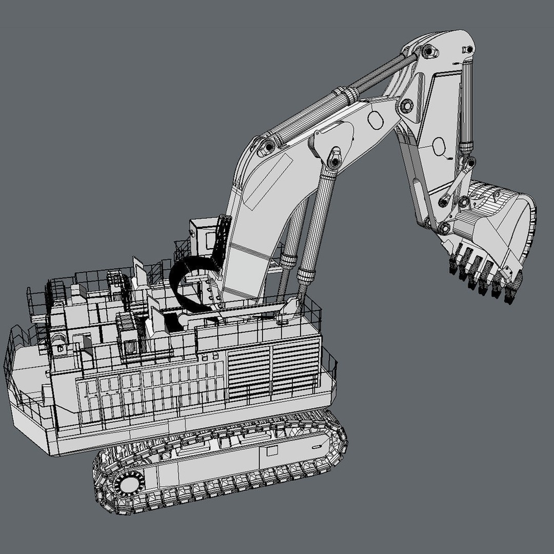 Excavator Hitachi EX8000 3D Model – High Poly Industrial Vehicle, FBX - View 7
