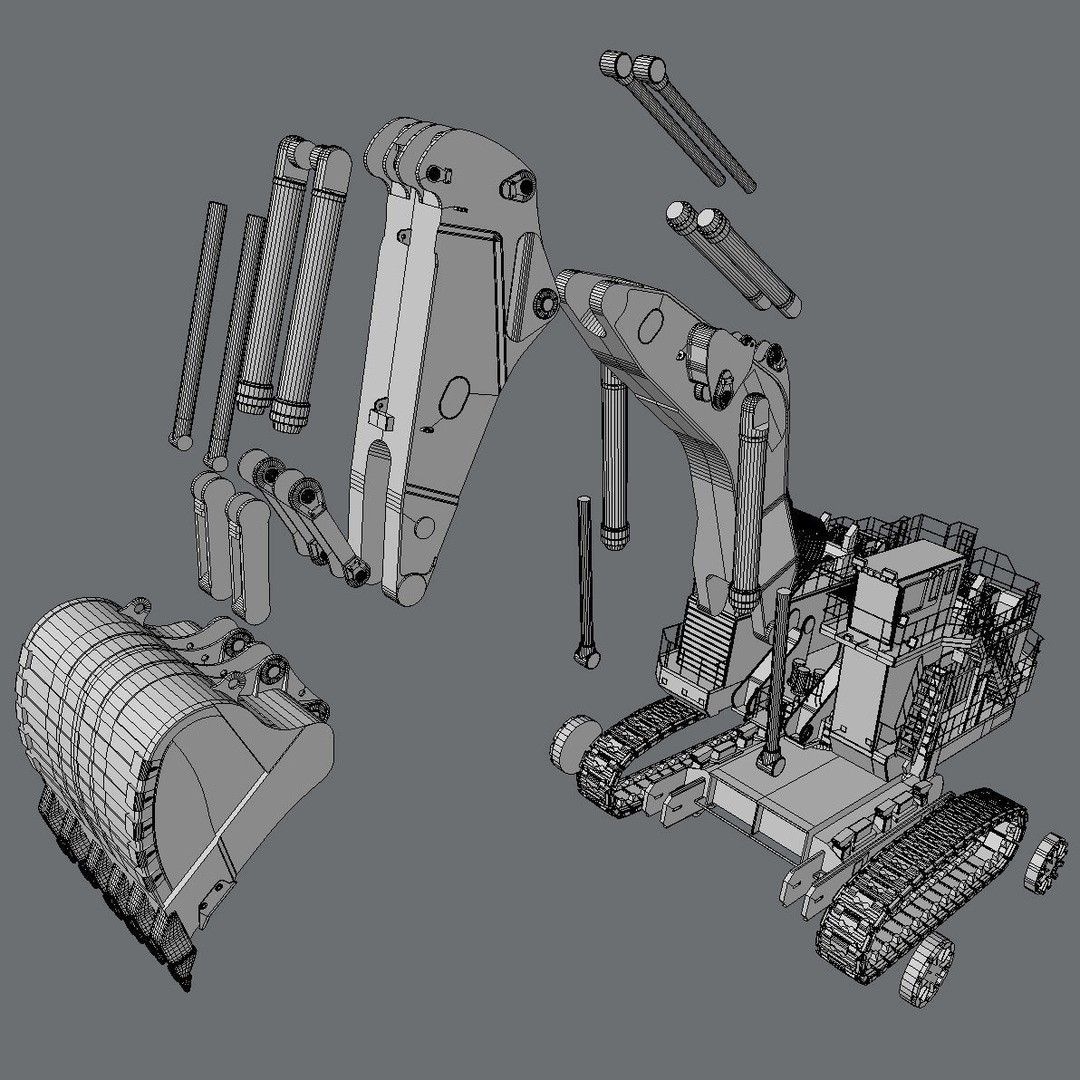 Excavator Hitachi EX8000 3D Model – High Poly Industrial Vehicle, FBX - View 8