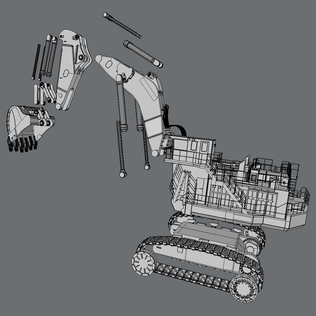 Excavator Hitachi EX8000 3D Model – High Poly Industrial Vehicle, FBX - View 9