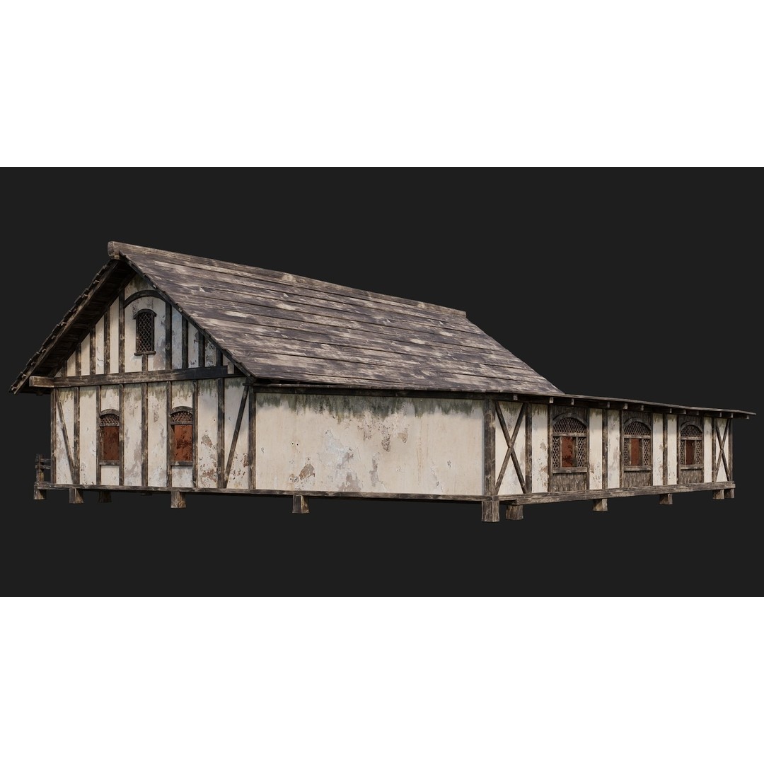 Old Medieval House 3D Model – Low Poly Game Ready with 4K Textures, FBX, OBJ - View 12