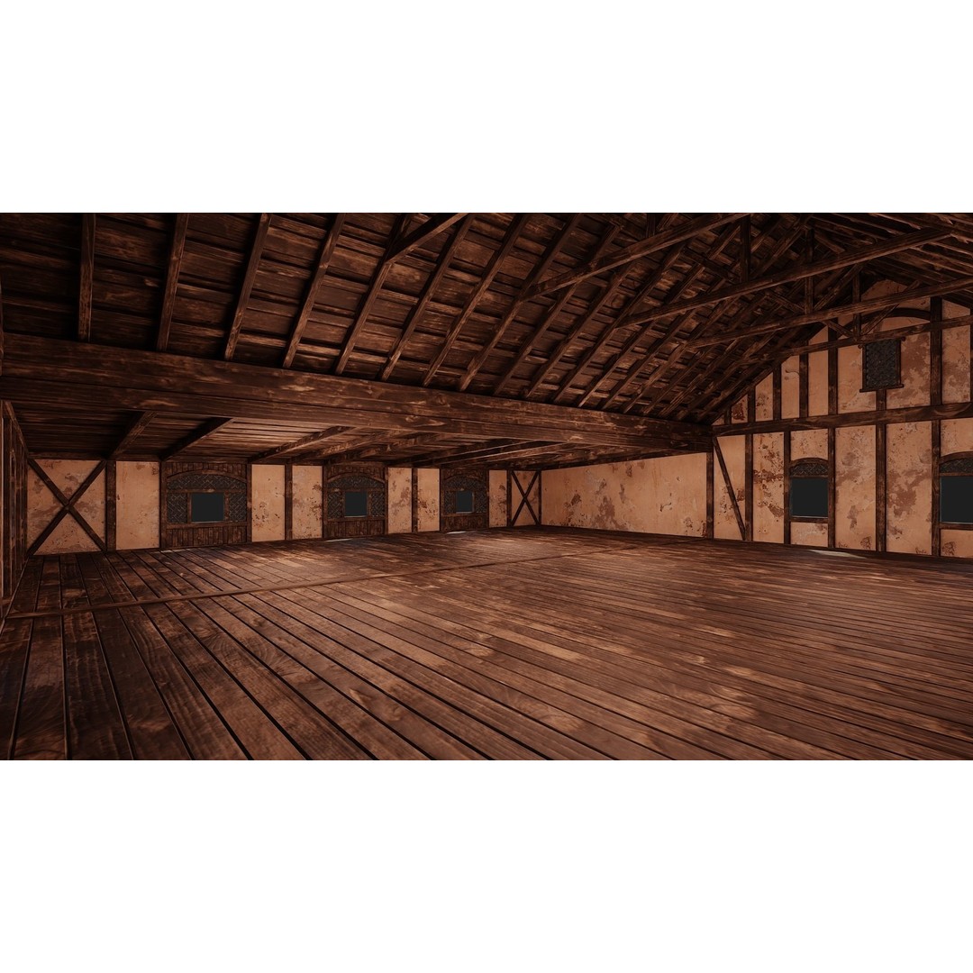 Old Medieval House 3D Model – Low Poly Game Ready with 4K Textures, FBX, OBJ - View 8