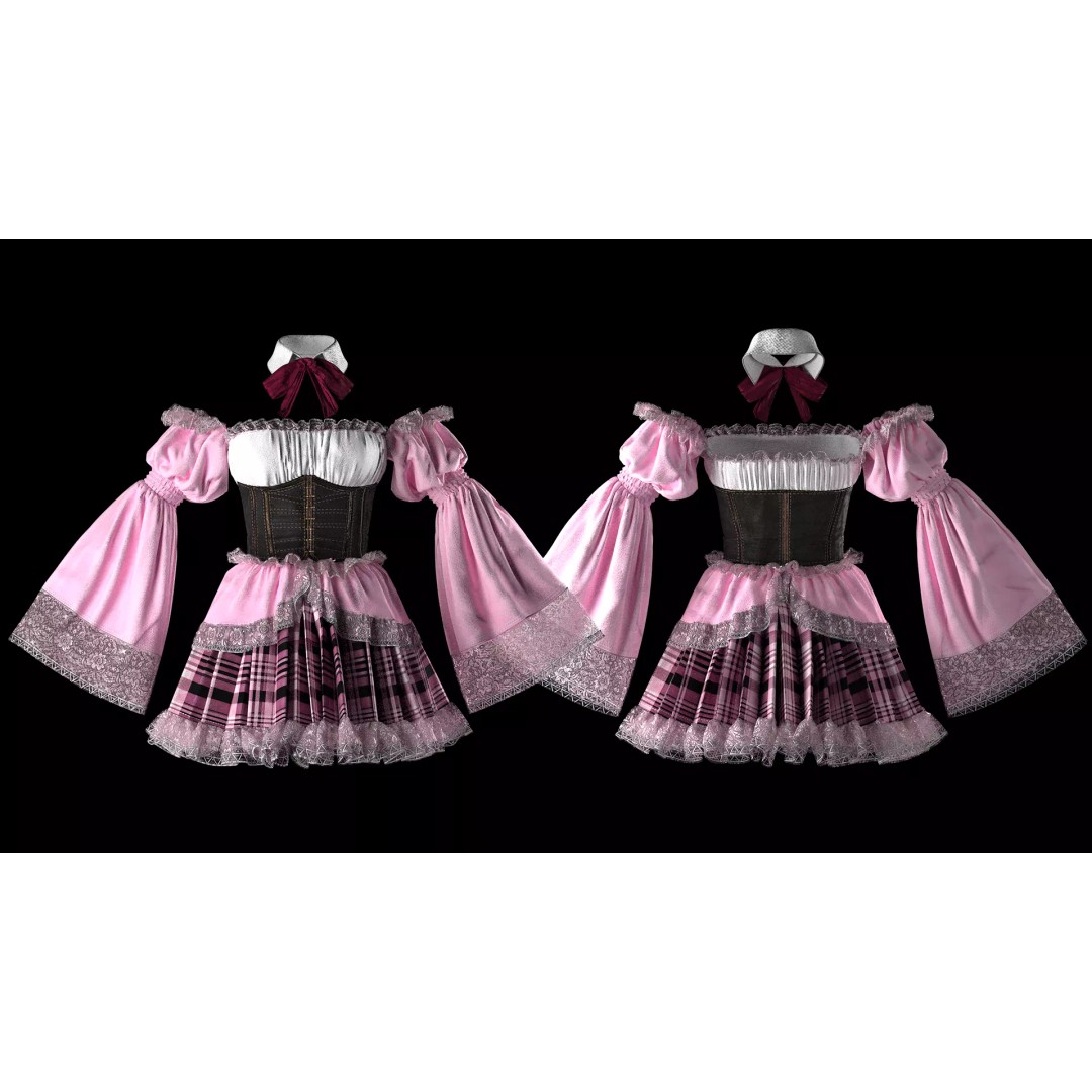 Victorian Fantasy Outfits 3D Model – High Poly Game Asset, FBX/OBJ - View 3