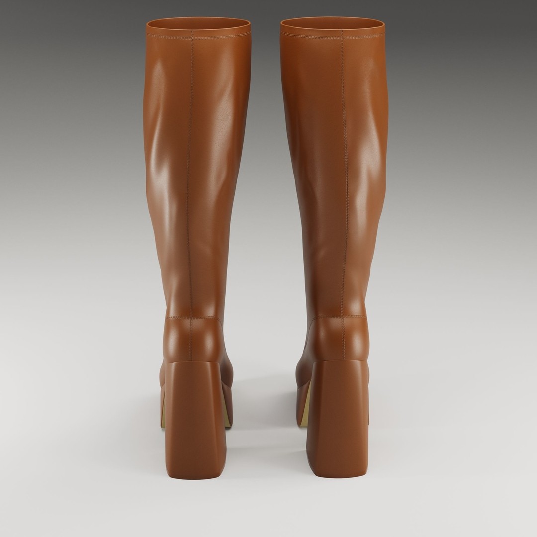 Emmie Platform Knee Boots 3D Model – Low Poly Game Ready Asset, FBX - View 16