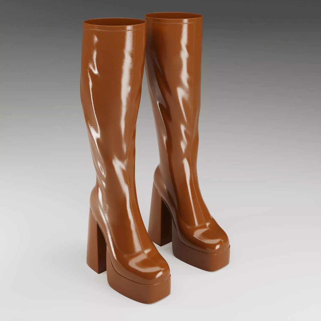 Emmie Platform Knee Boots 3D Model – Low Poly Game Ready Asset, FBX - View 2