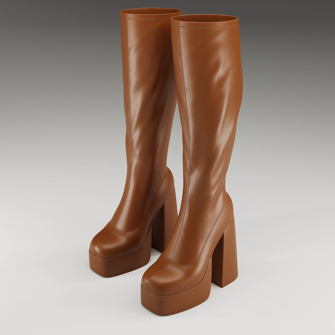 Emmie Platform Knee Boots 3D Model – Low Poly Game Ready Asset, FBX - View 22