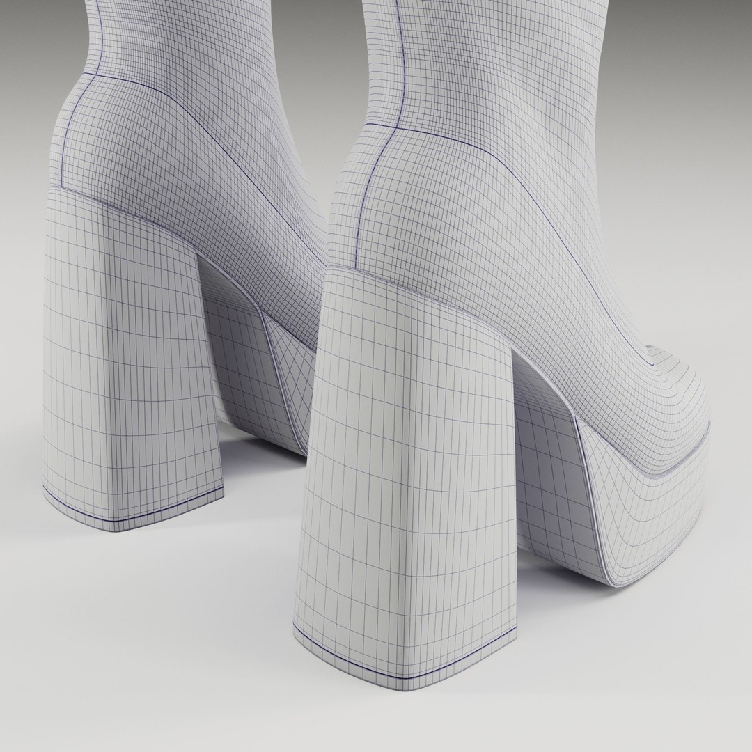 Emmie Platform Knee Boots 3D Model – Low Poly Game Ready Asset, FBX - View 31