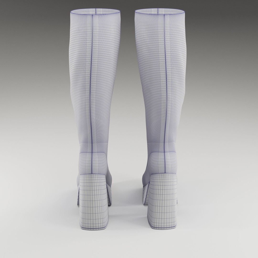 Emmie Platform Knee Boots 3D Model – Low Poly Game Ready Asset, FBX - View 32