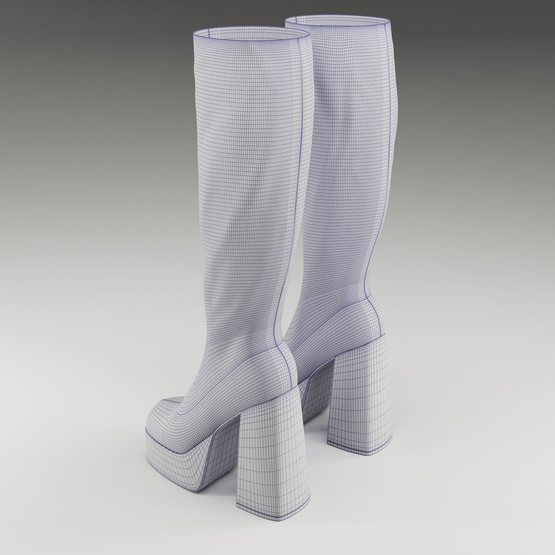 Emmie Platform Knee Boots 3D Model – Low Poly Game Ready Asset, FBX - View 33