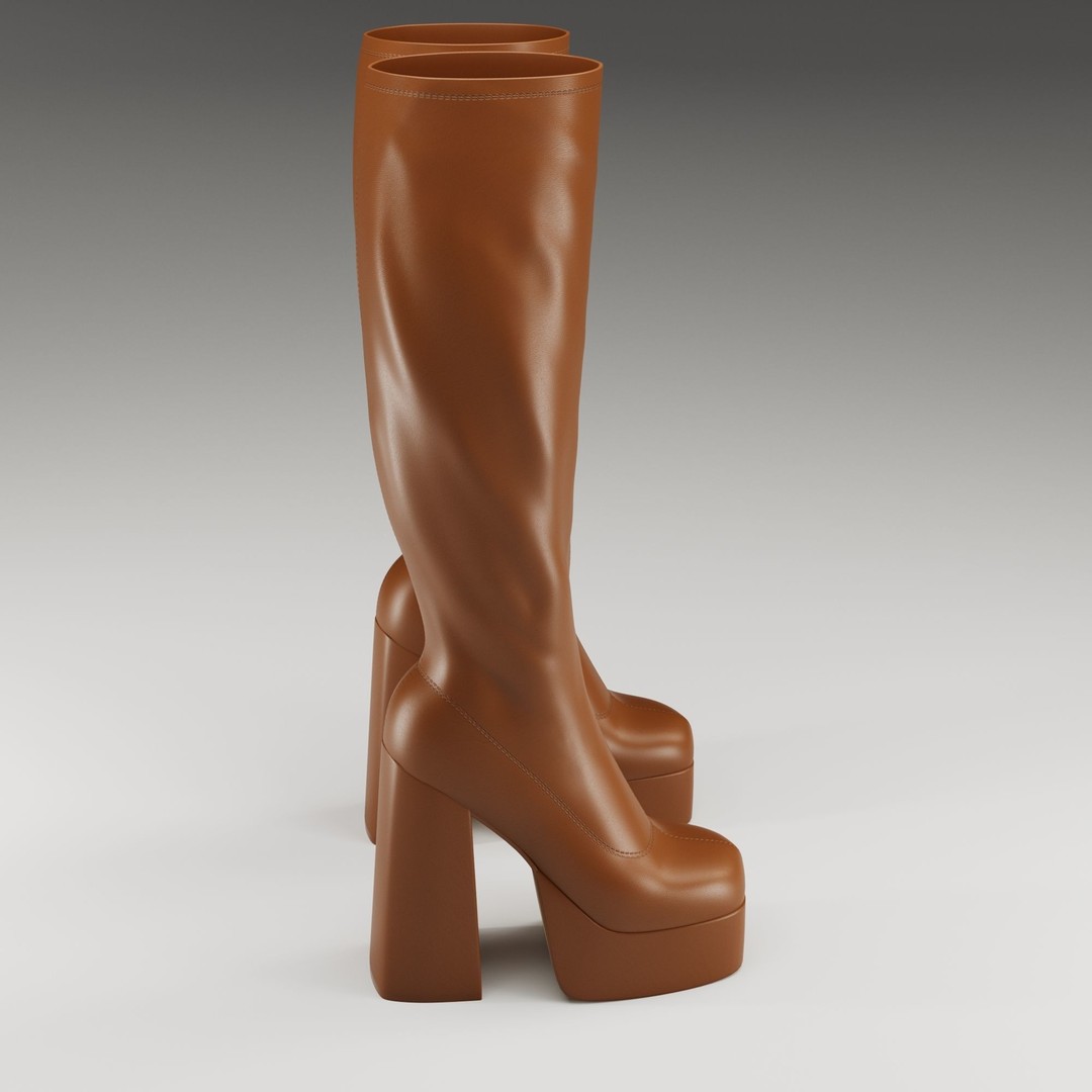 Emmie Platform Knee Boots 3D Model – Low Poly Game Ready Asset, FBX - View 8