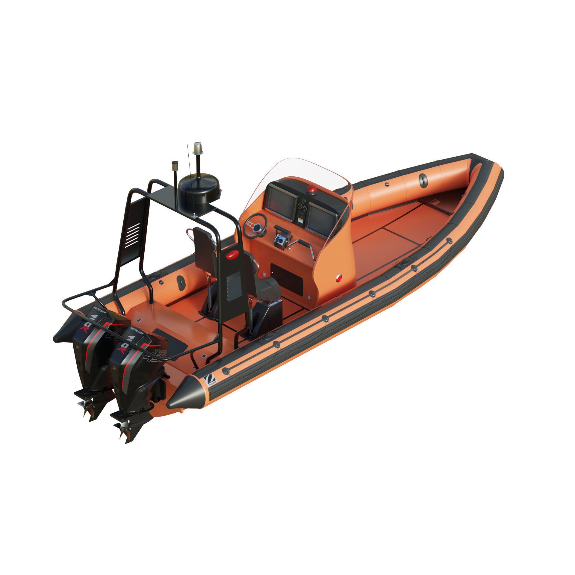 Zodiac Inflatable Lifeboat - Low-Poly Game-Ready 3D Model - View 12