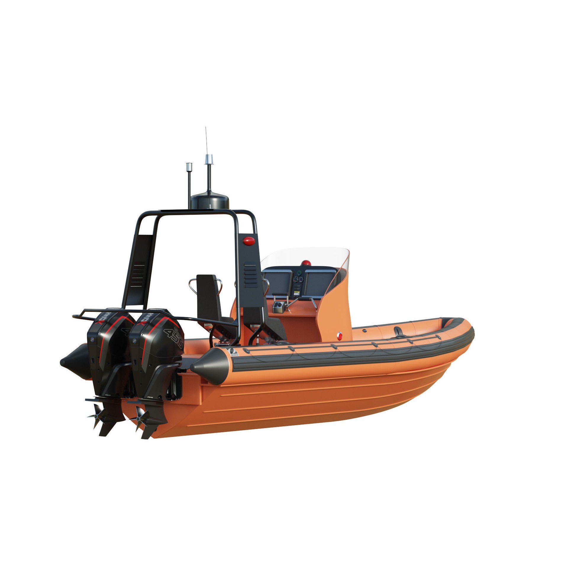 Zodiac Inflatable Lifeboat - Low-Poly Game-Ready 3D Model - View 13