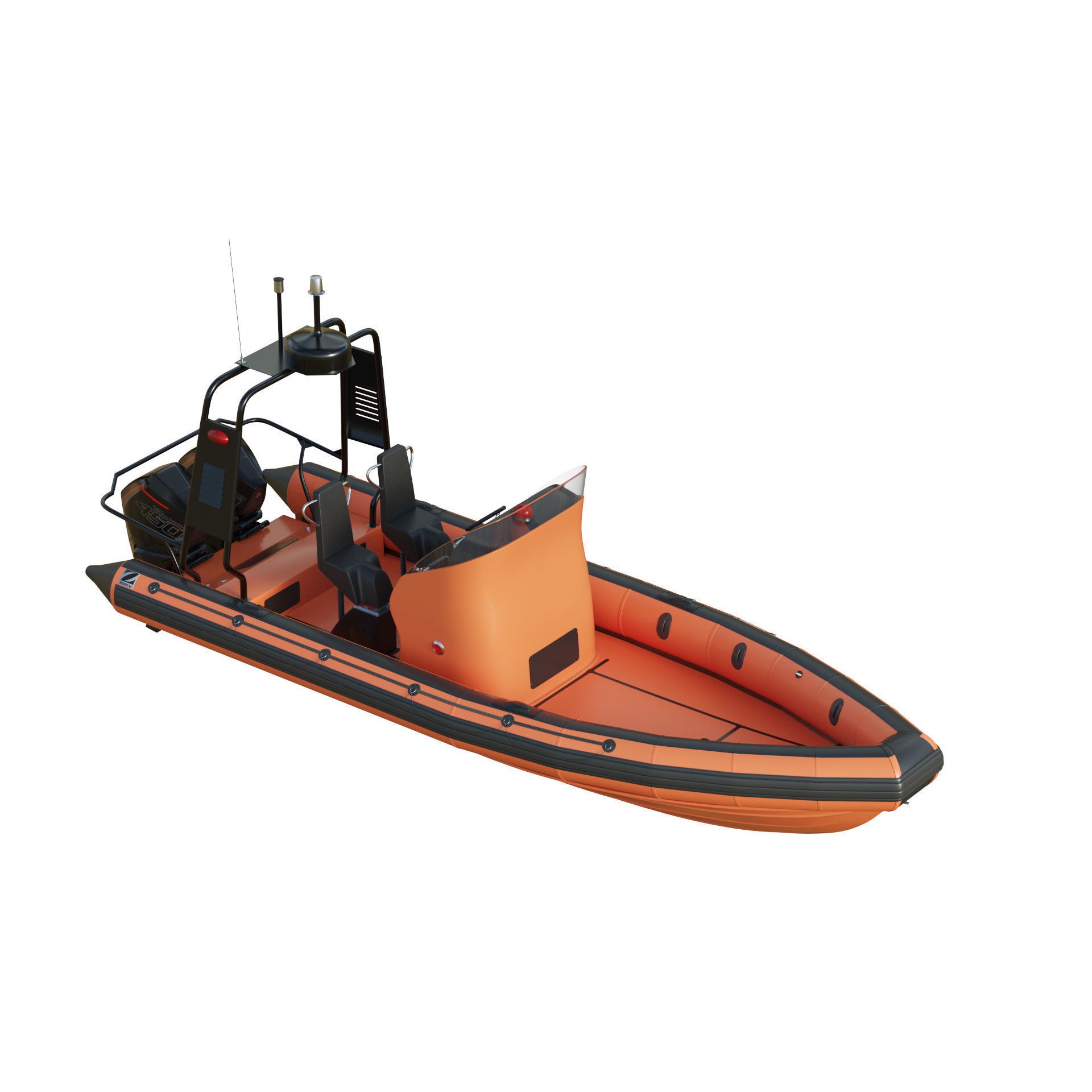 Zodiac Inflatable Lifeboat - Low-Poly Game-Ready 3D Model - View 16
