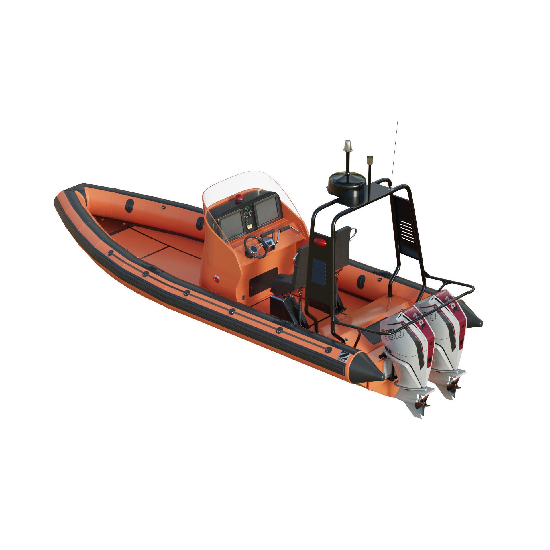 Zodiac Inflatable Lifeboat - Low-Poly Game-Ready 3D Model - View 19
