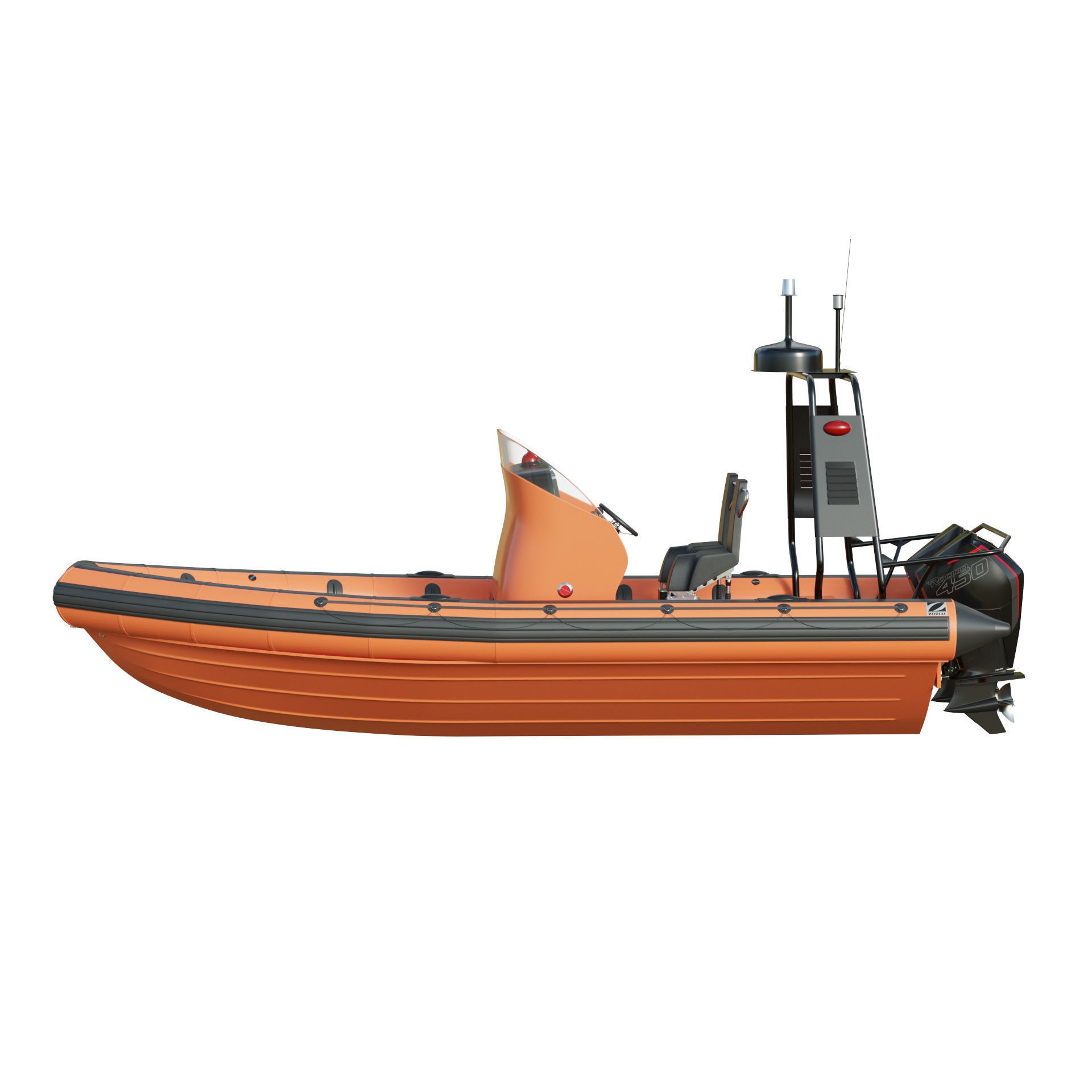 Zodiac Inflatable Lifeboat - Low-Poly Game-Ready 3D Model - View 3