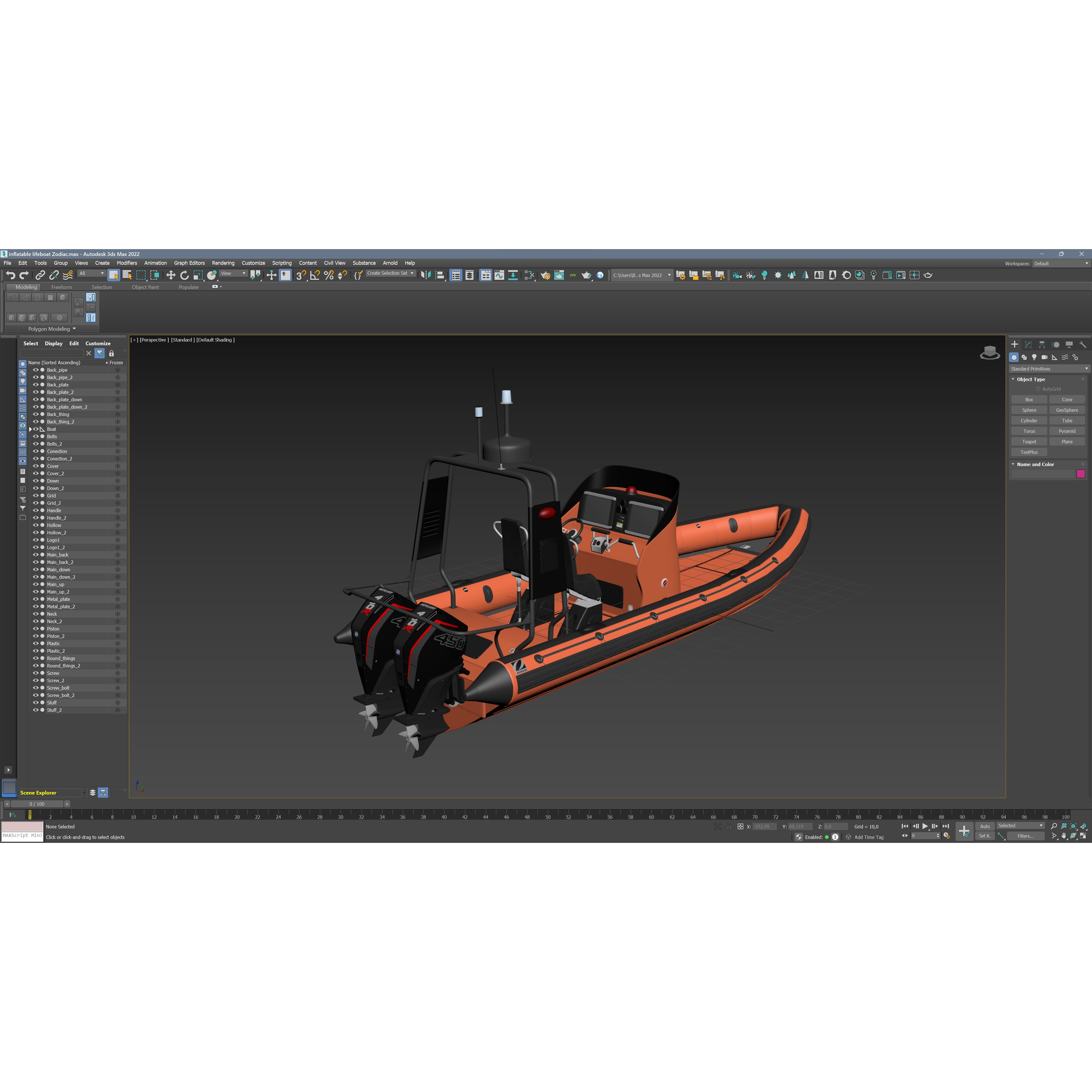 Zodiac Inflatable Lifeboat - Low-Poly Game-Ready 3D Model - View 32