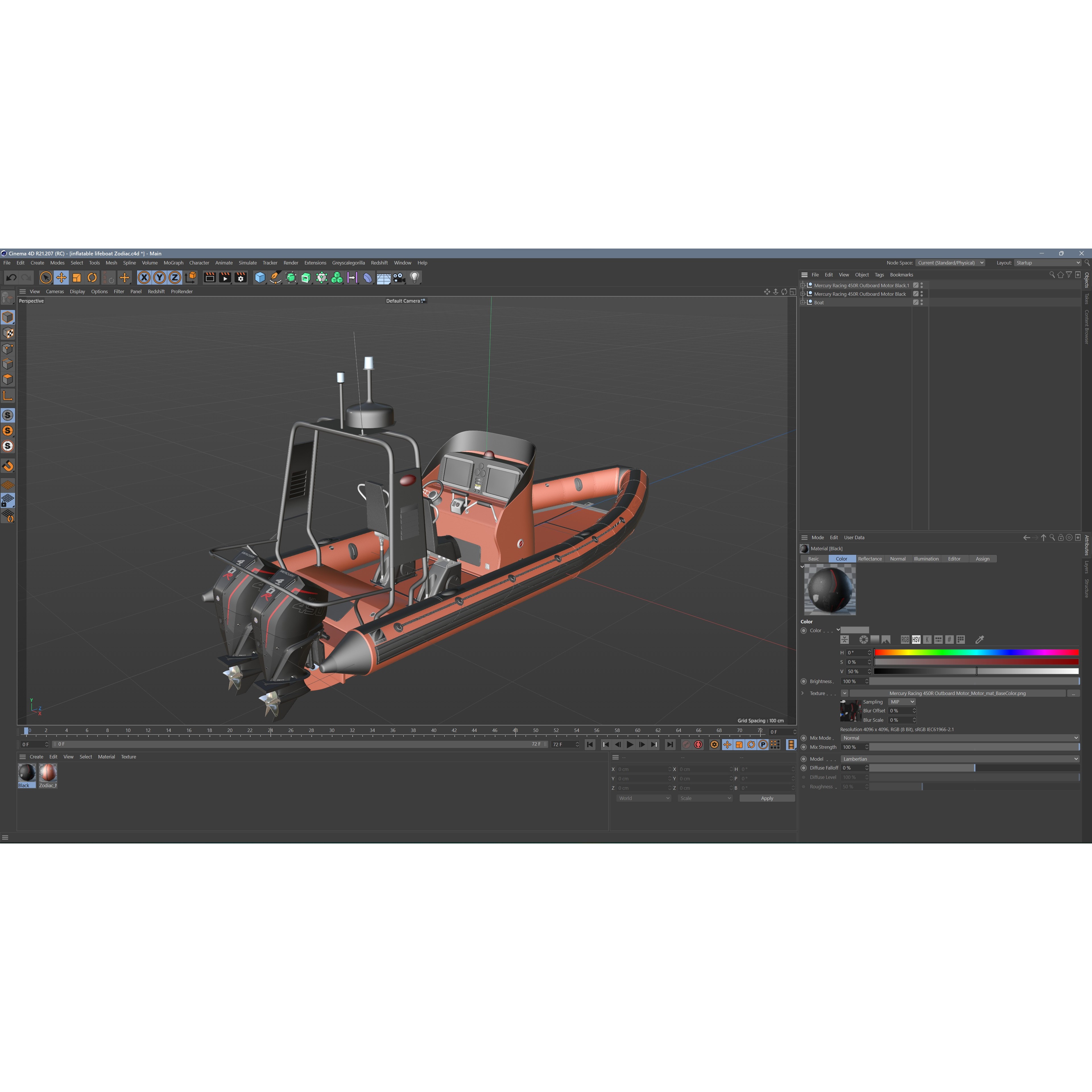 Zodiac Inflatable Lifeboat - Low-Poly Game-Ready 3D Model - View 33