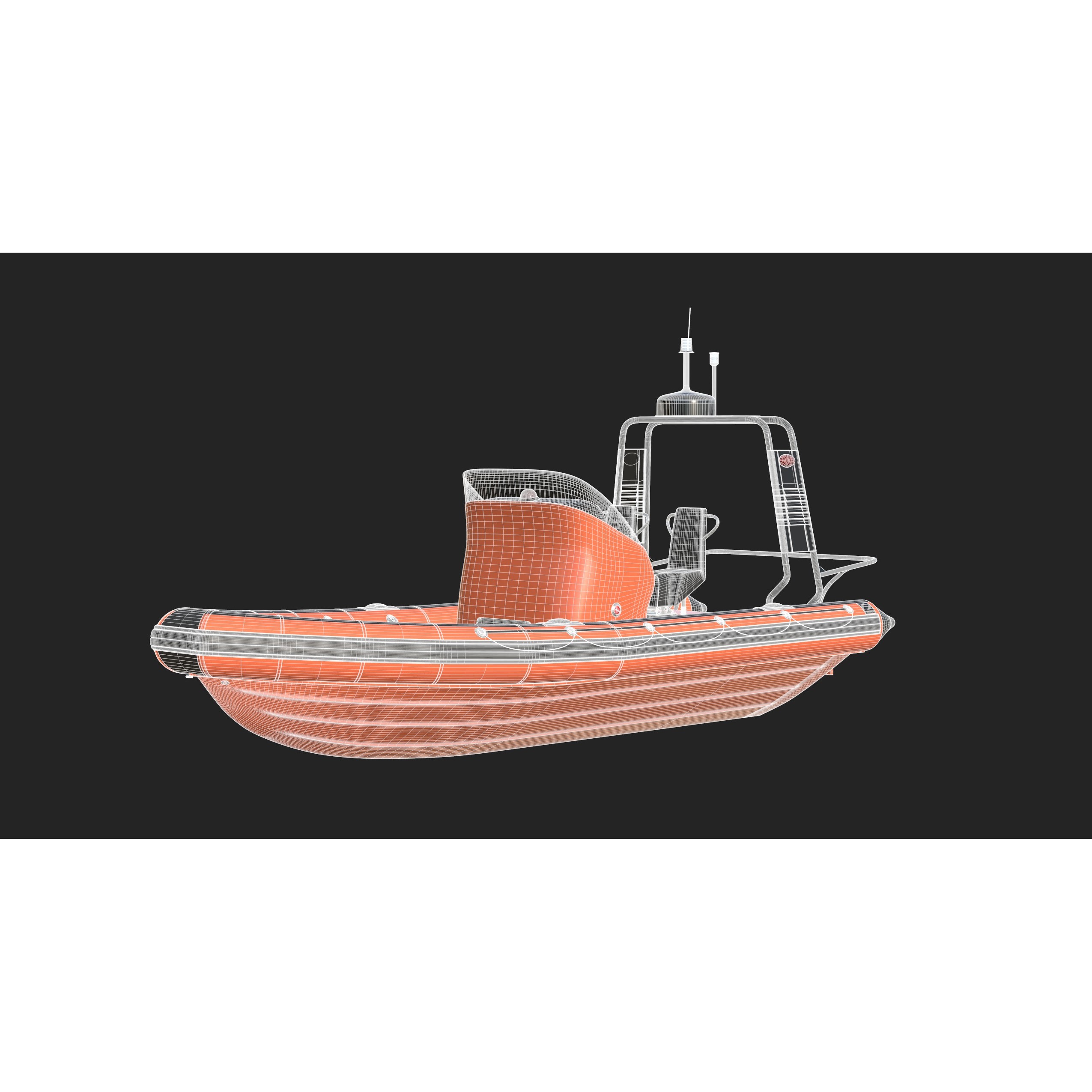 Zodiac Inflatable Lifeboat - Low-Poly Game-Ready 3D Model - View 35