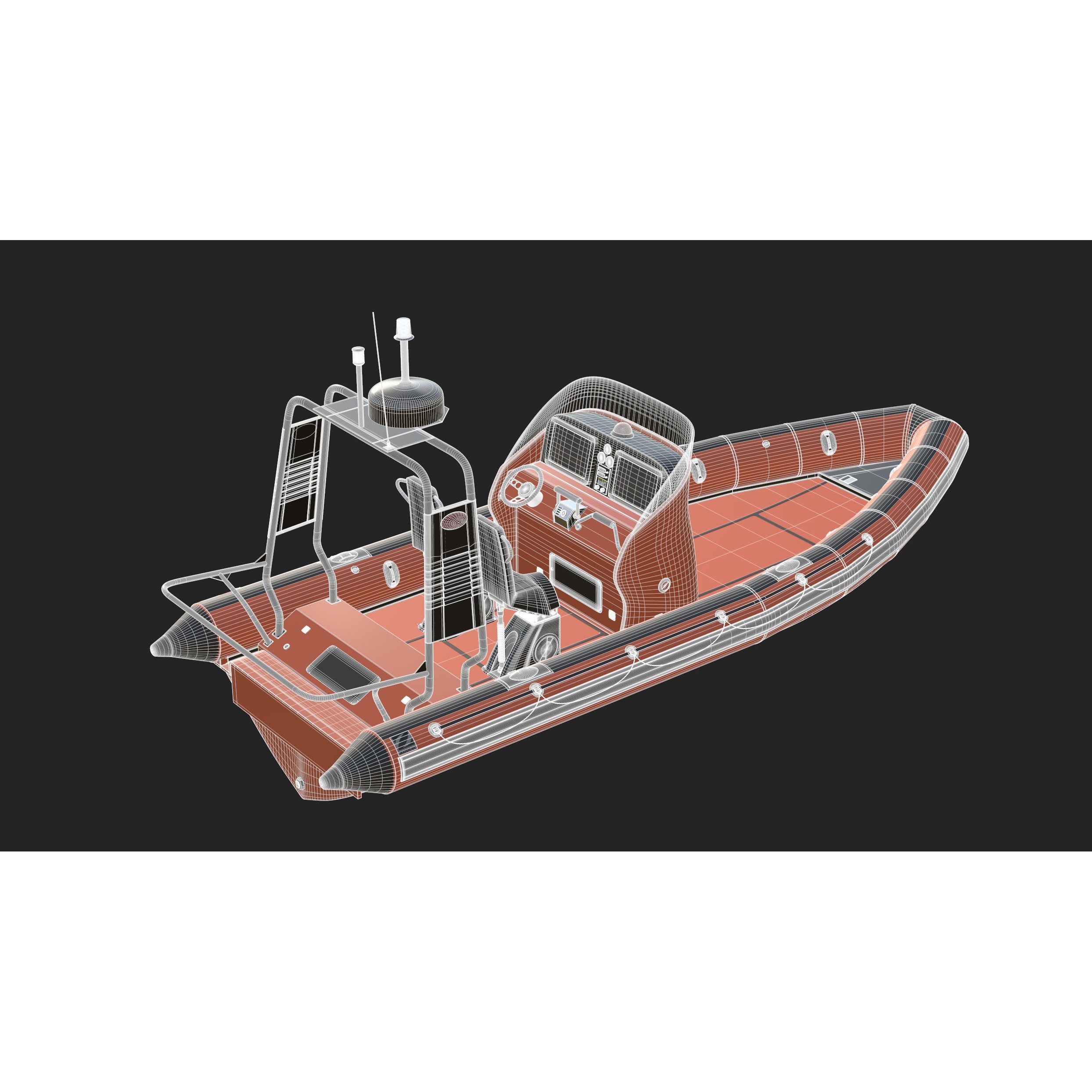 Zodiac Inflatable Lifeboat - Low-Poly Game-Ready 3D Model - View 36