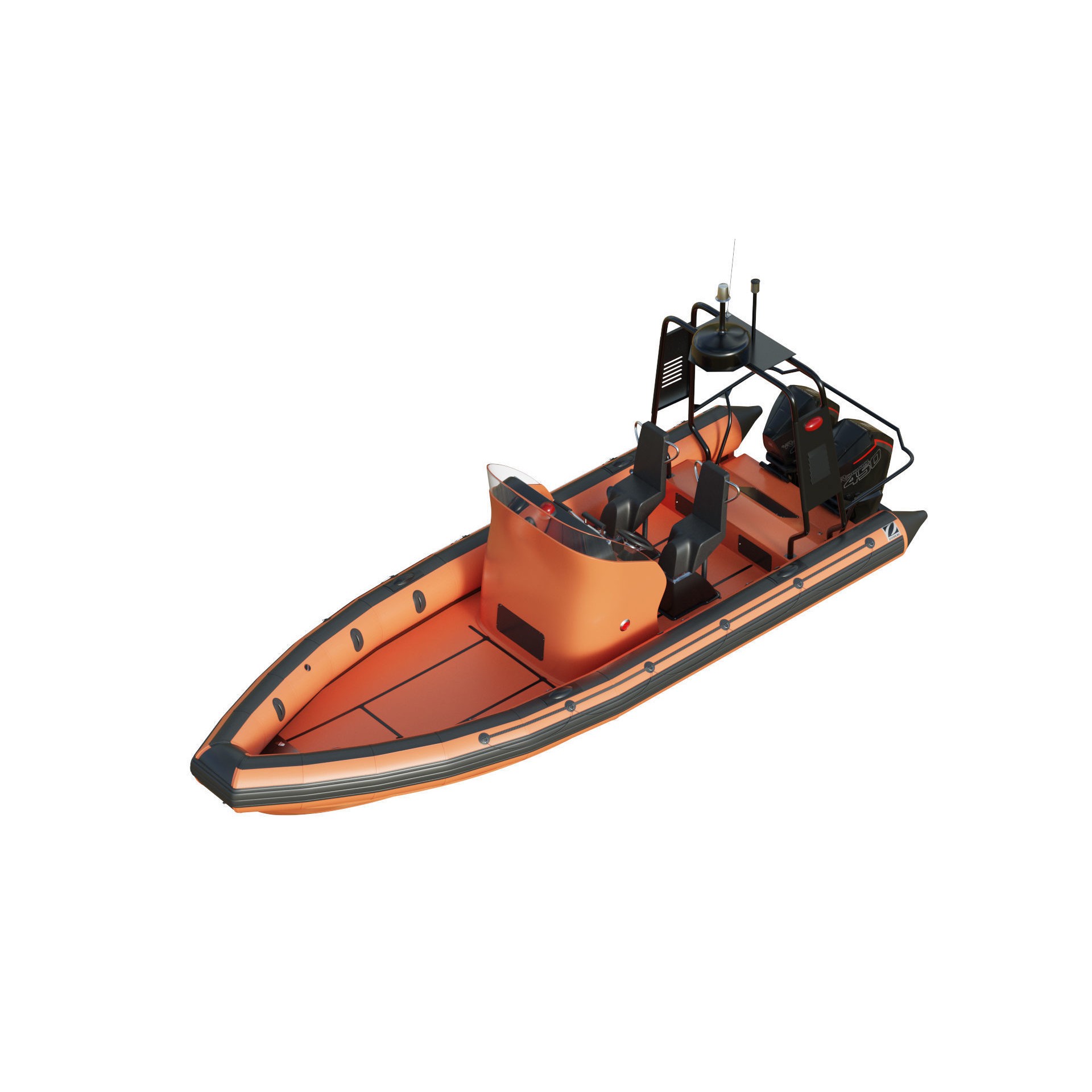 Zodiac Inflatable Lifeboat - Low-Poly Game-Ready 3D Model - View 4