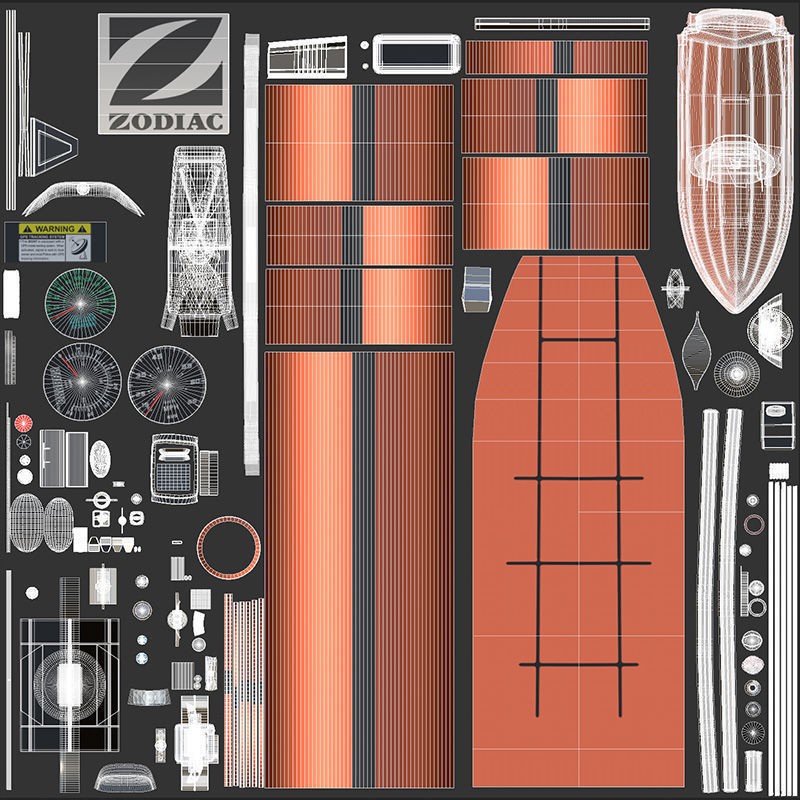 Zodiac Inflatable Lifeboat - Low-Poly Game-Ready 3D Model - View 40