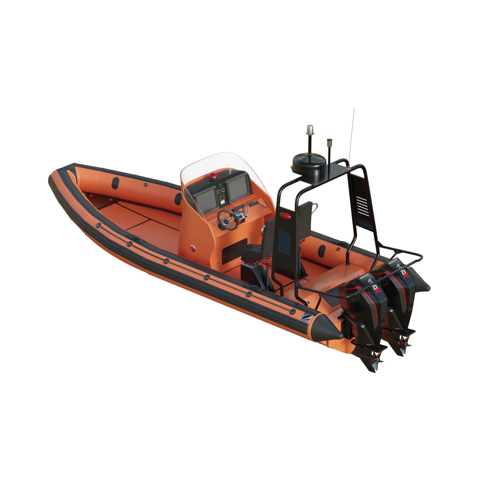Zodiac Inflatable Lifeboat - Low-Poly Game-Ready 3D Model - View 5