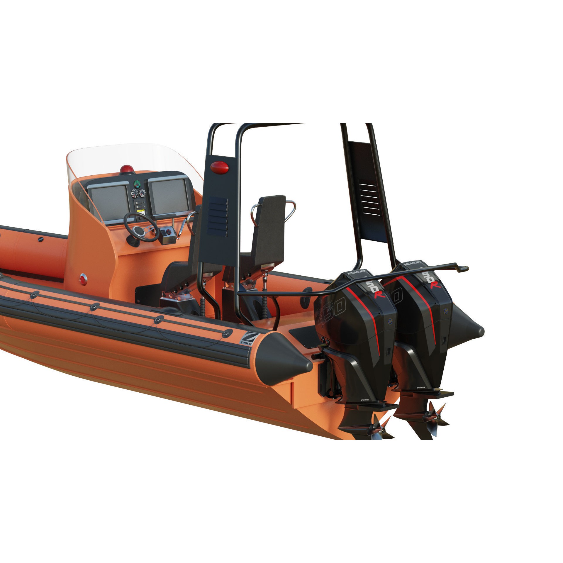 Zodiac Inflatable Lifeboat - Low-Poly Game-Ready 3D Model - View 7