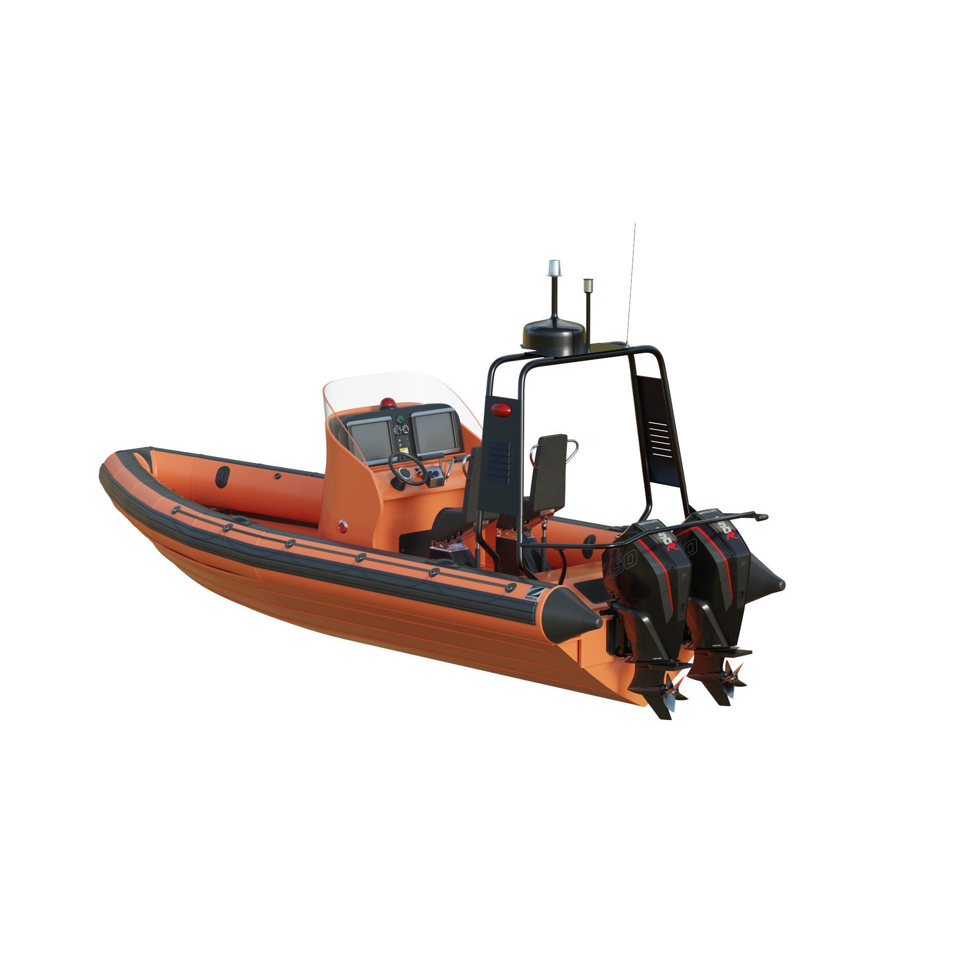 Zodiac Inflatable Lifeboat - Low-Poly Game-Ready 3D Model - View 8