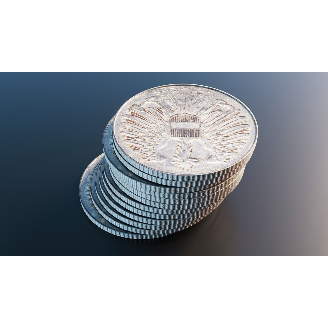 Austrian Schilling Coin 3D Model – Low Poly Scanned Asset, FBX - View 6