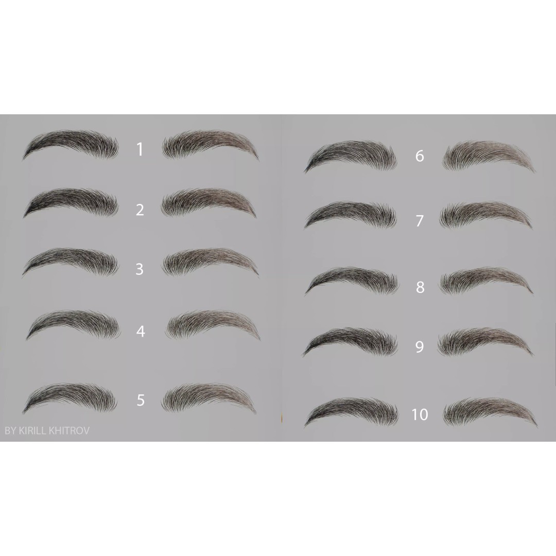 Realistic Male Eyebrow Pack 3D Model – Low Poly Game Asset, FBX, OBJ - View 6
