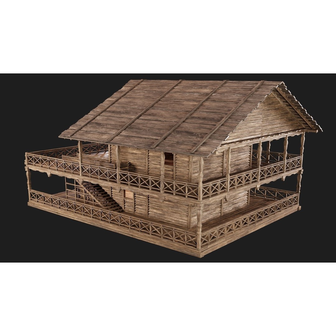 Old Wooden House 3D Model – Low Poly Game Ready Asset, FBX, OBJ