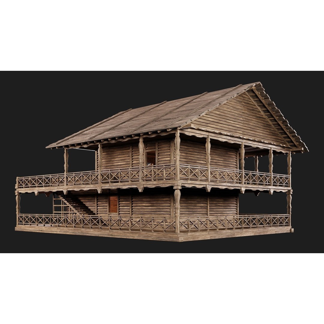 Old Wooden House 3D Model – Low Poly Game Ready Asset, FBX, OBJ - View 10