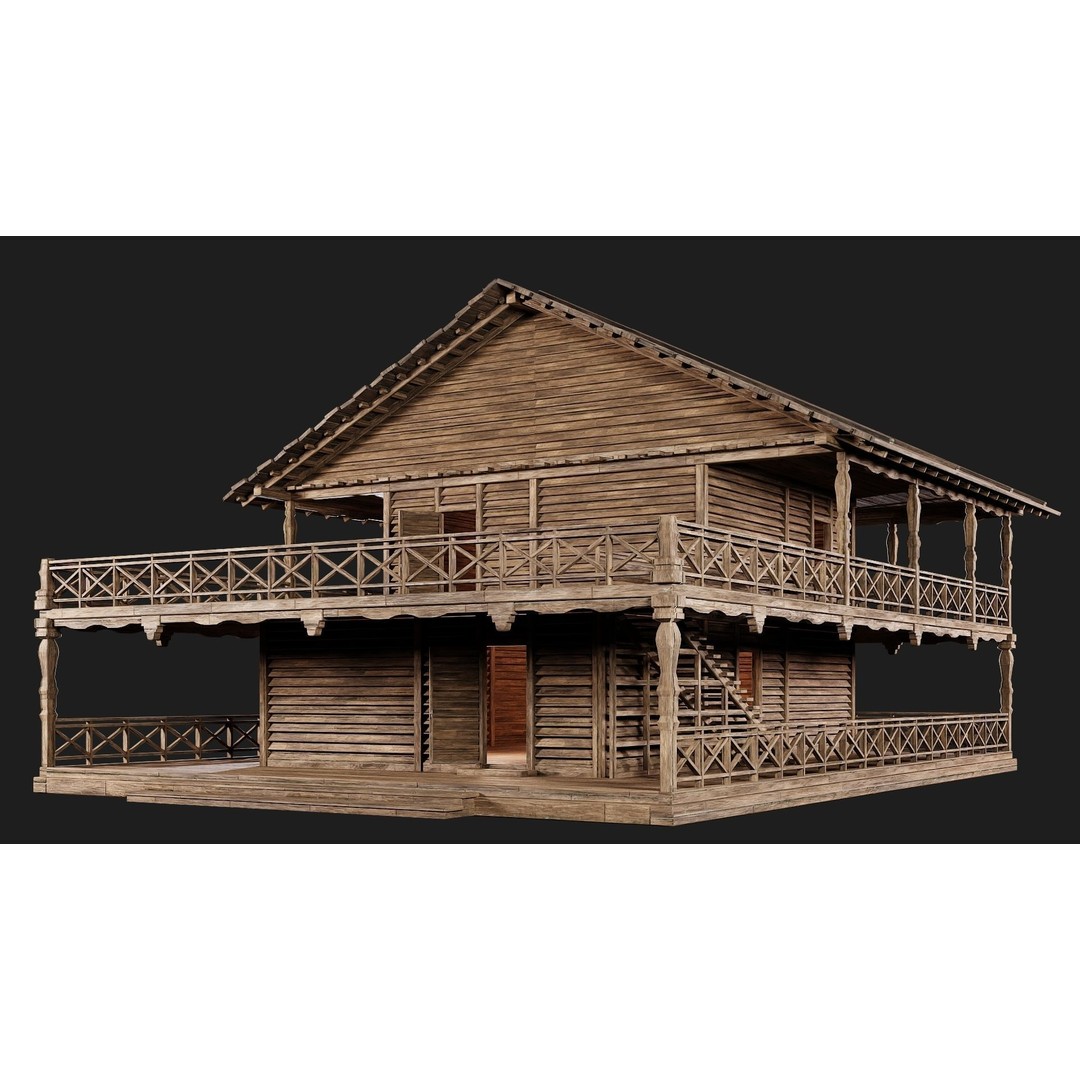 Old Wooden House 3D Model – Low Poly Game Ready Asset, FBX, OBJ - View 5