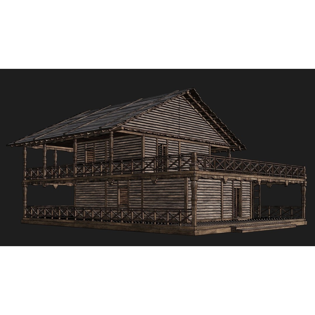 Old Wooden House 3D Model – Low Poly Game Ready Asset, FBX, OBJ - View 8