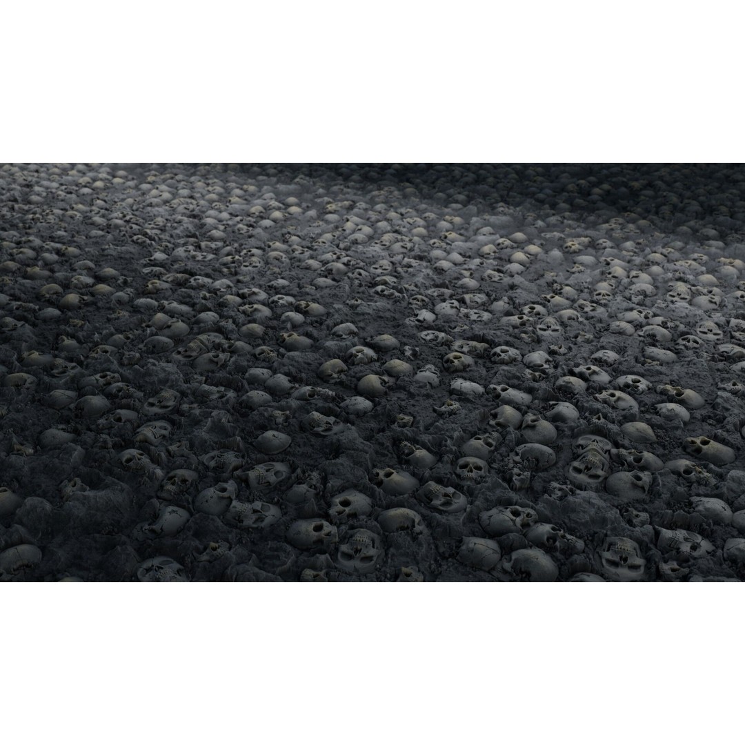 Skulls in Stone 3D Model – Seamless PBR Material Texture, 4K & 2K - View 3