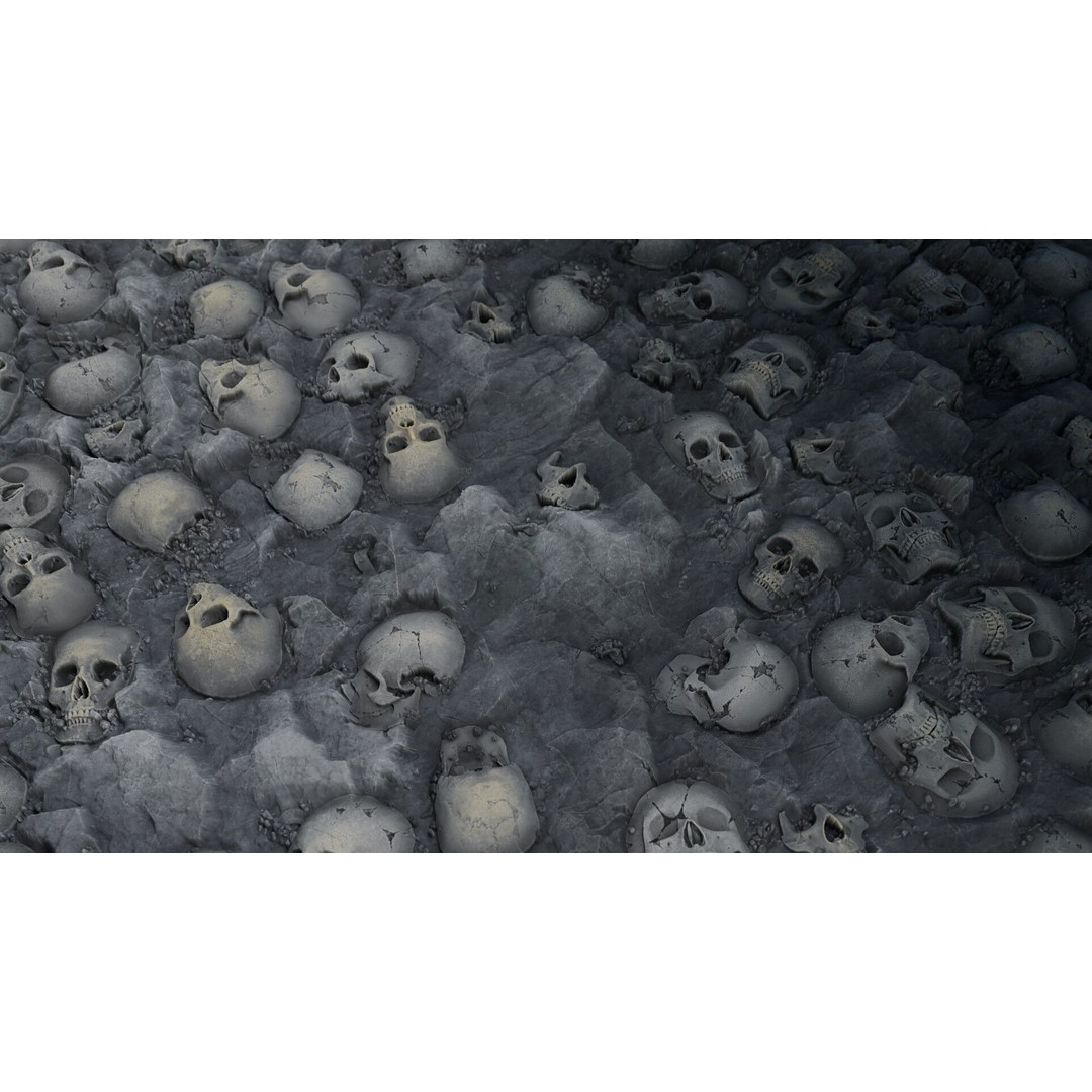 Skulls in Stone 3D Model – Seamless PBR Material Texture, 4K & 2K - View 4