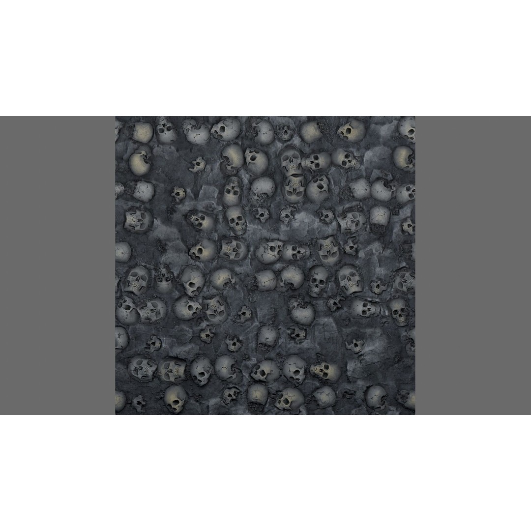 Skulls in Stone 3D Model – Seamless PBR Material Texture, 4K & 2K - View 6