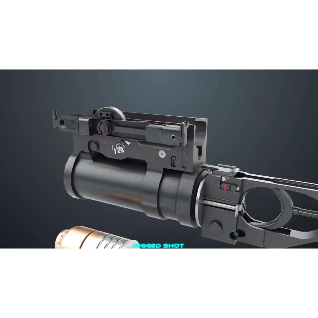 Grenade Launcher 3D Model – Low Poly Game Asset, FBX, PBR Textures - View 13
