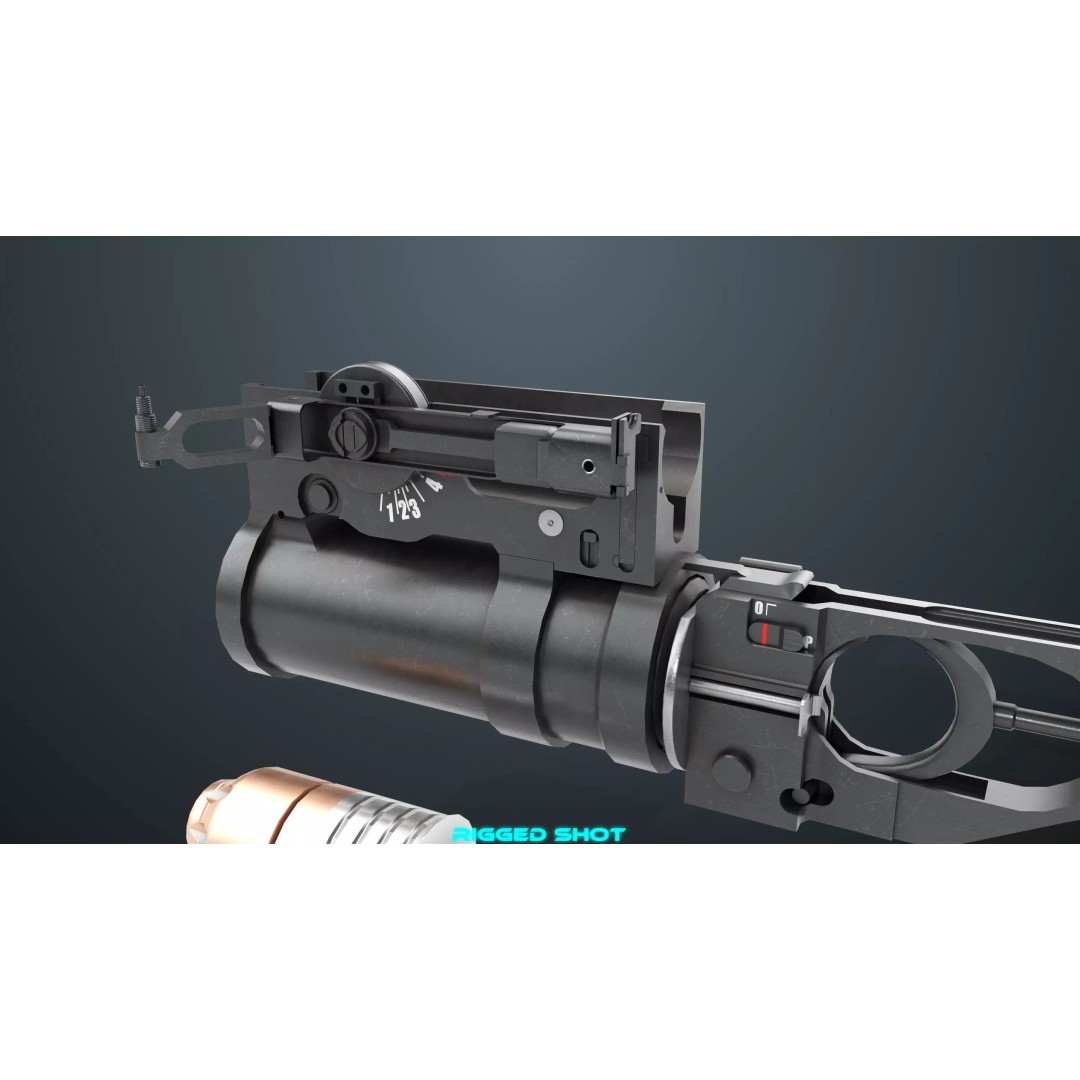 Grenade Launcher 3D Model – Low Poly Game Asset, FBX, PBR Textures - View 14