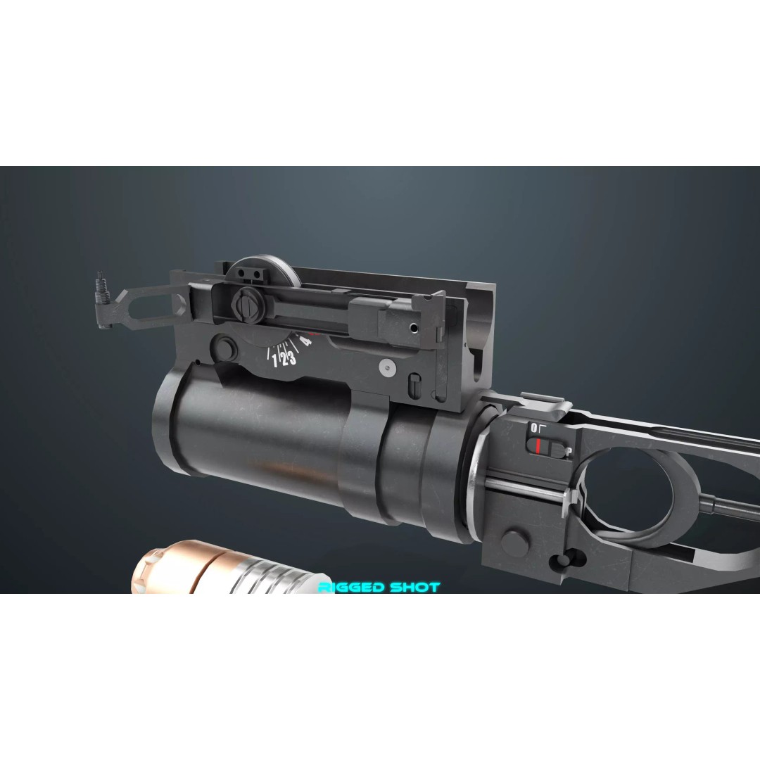 Grenade Launcher 3D Model – Low Poly Game Asset, FBX, PBR Textures - View 15