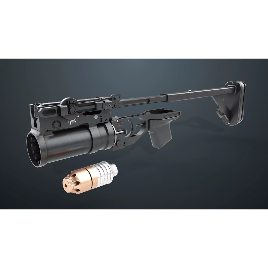 Grenade Launcher 3D Model – Low Poly Game Asset, FBX, PBR Textures - View 2