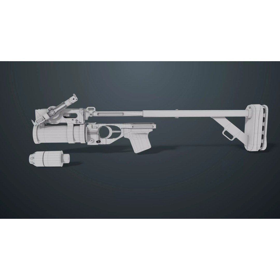 Grenade Launcher 3D Model – Low Poly Game Asset, FBX, PBR Textures - View 25