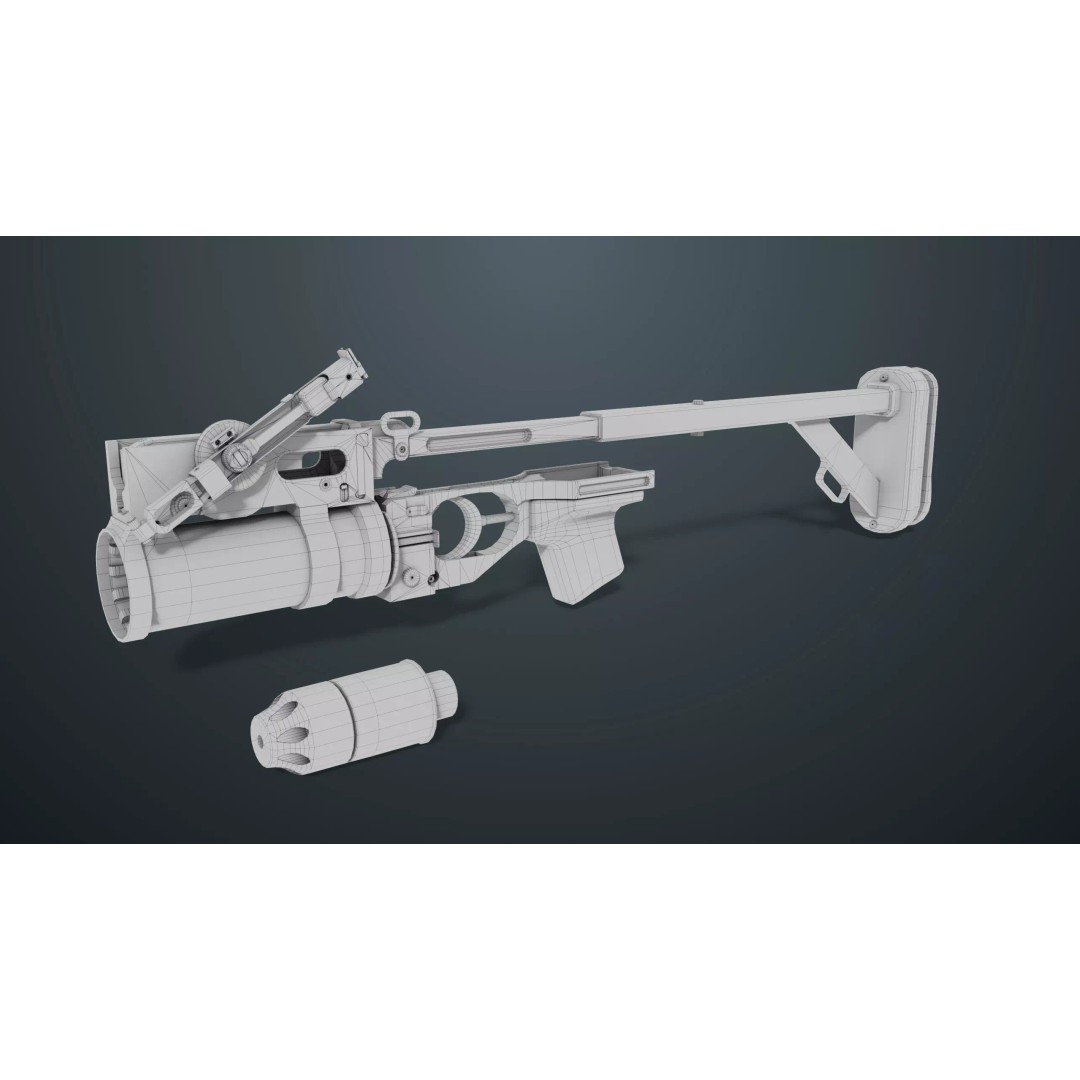 Grenade Launcher 3D Model – Low Poly Game Asset, FBX, PBR Textures - View 26