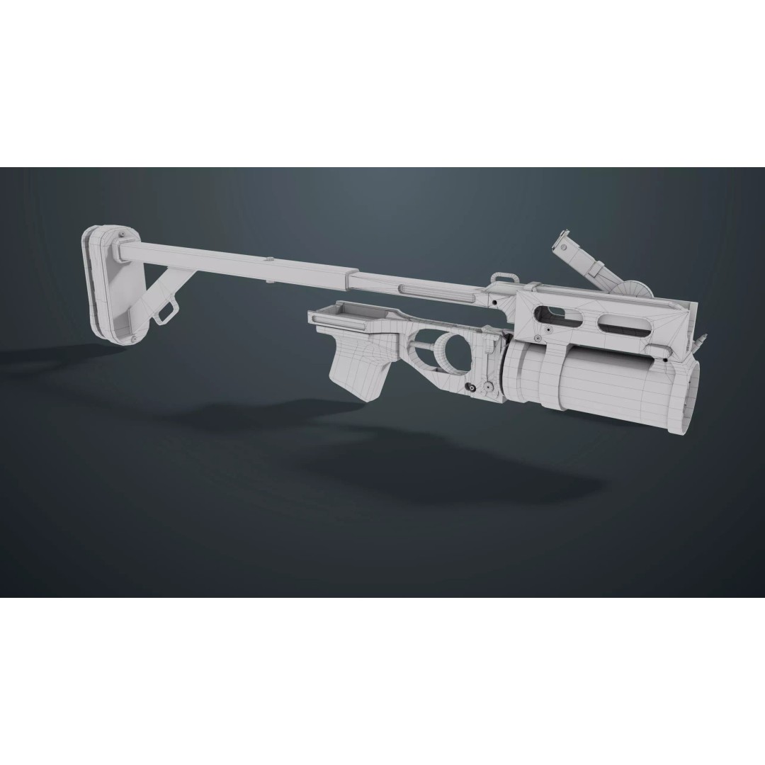 Grenade Launcher 3D Model – Low Poly Game Asset, FBX, PBR Textures - View 27