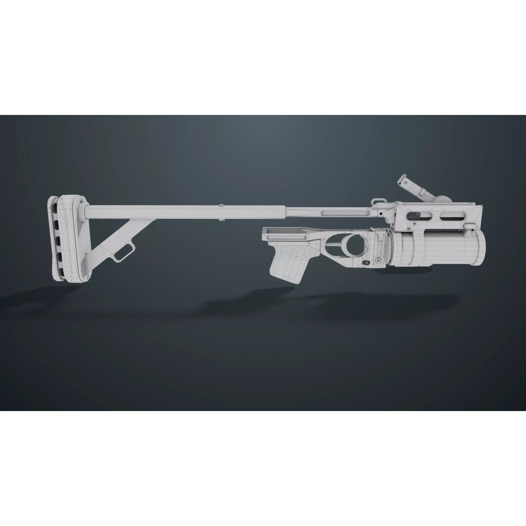 Grenade Launcher 3D Model – Low Poly Game Asset, FBX, PBR Textures - View 28
